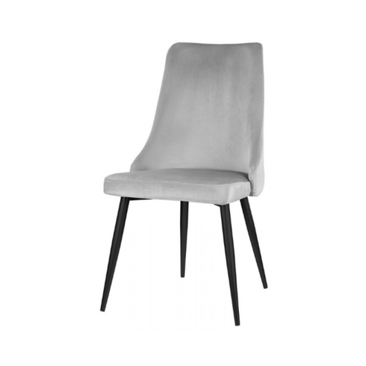 FRANCESCO - Chaise de Salle à Manger / Bureau en Velours Durable avec Pieds en Métal Noir - Gris