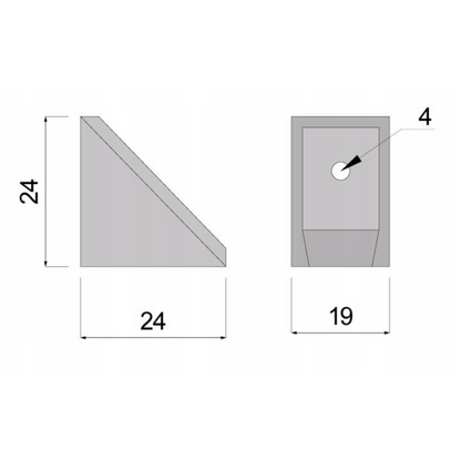 Équerre d'angle plastique avec couvercle séparé