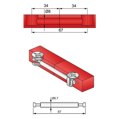 Le goujon de liaison pour meubles double face 34+34mm