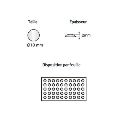 Pastille autocollante ronde transparente 10x2mm
