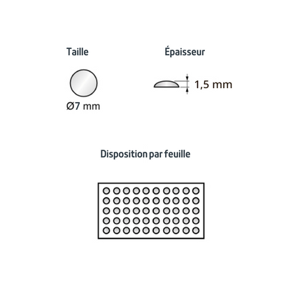 Pastille autocollante ronde transparente 7x1.5mm