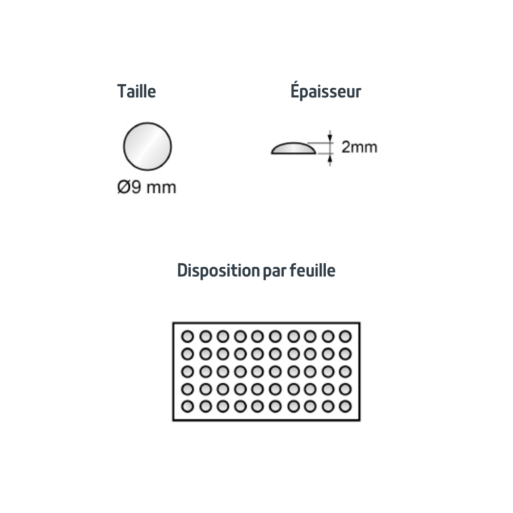 Pastille autocollante ronde transparente 9x2mm