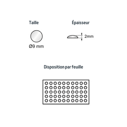Pastille autocollante ronde transparente 9x2mm