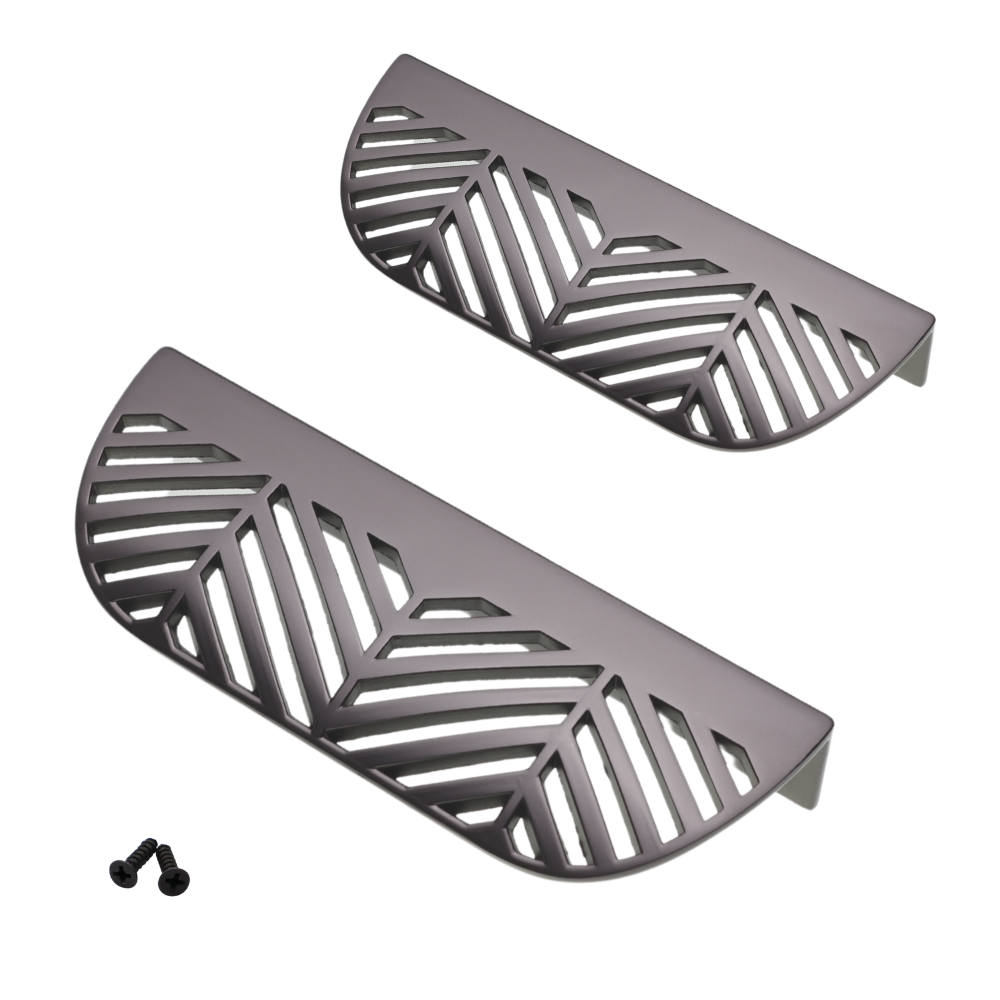 Poignée de meuble LEAF Edge 64mm (Longueur totale 118mm) - Argent mat perlé