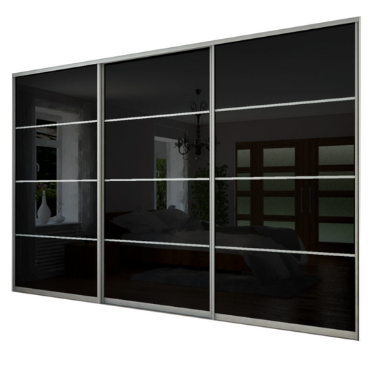 3x Portes d'armoire coulissantes - H: jusqu'à 2500mm L: 2400mm - Lacobel Noir