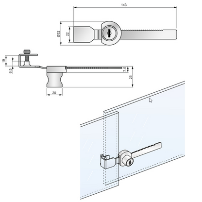 Serrure pour portes coulissantes en verre