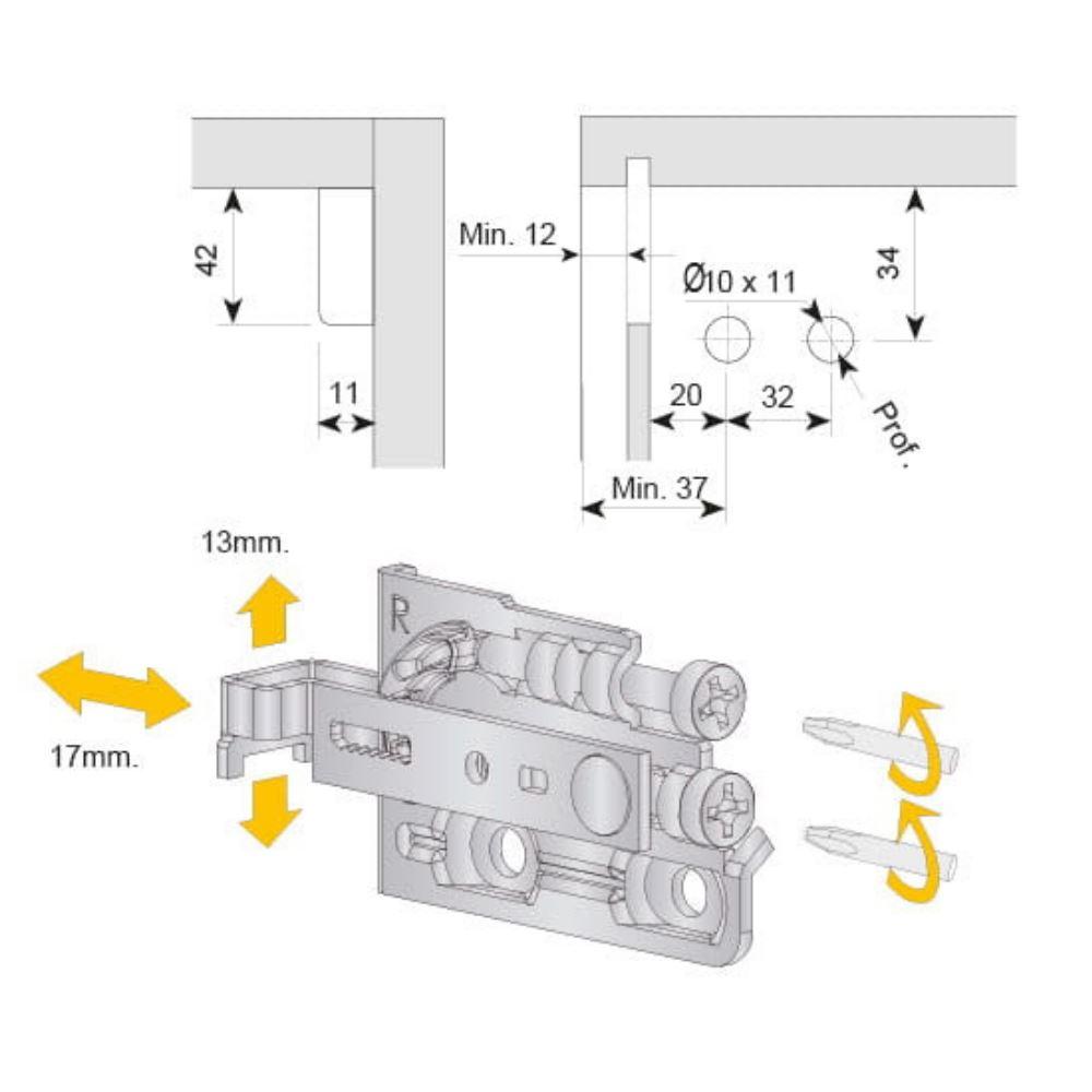 Support d'armoire réglable, G+D - 3D Premium - Blanc