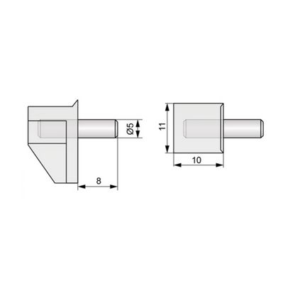 Taquet pour Étagère métal-plastique 5mm - 100 pièces
