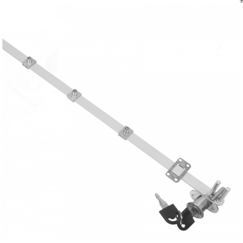 Tringle de verrouillage pour 5 tiroirs - 19x20mm, bande 1200mm, Chrome