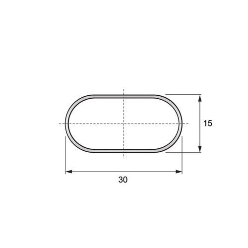 Barre de penderie ovale 15x30mm, L3000mm, Épaisseur de 0.8mm, Chrome NTP 