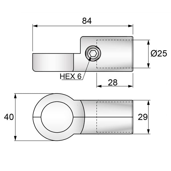 Connecteur Demi S-Type 25 mm, Chrome NTP 