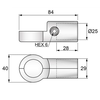 Connecteur Demi S-Type 25 mm, Chrome NTP 