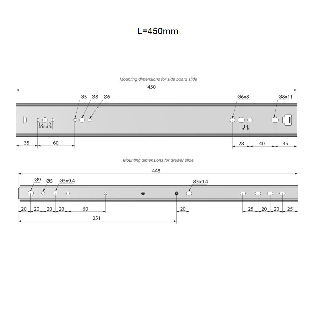 Ensemble de glissières à roulement à billes (gauche et droite), H53 NTP 