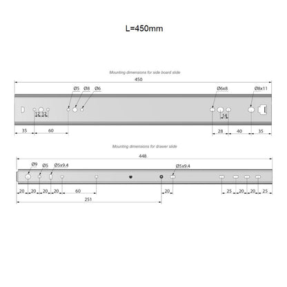 Ensemble de glissières à roulement à billes (gauche et droite), H53 NTP 