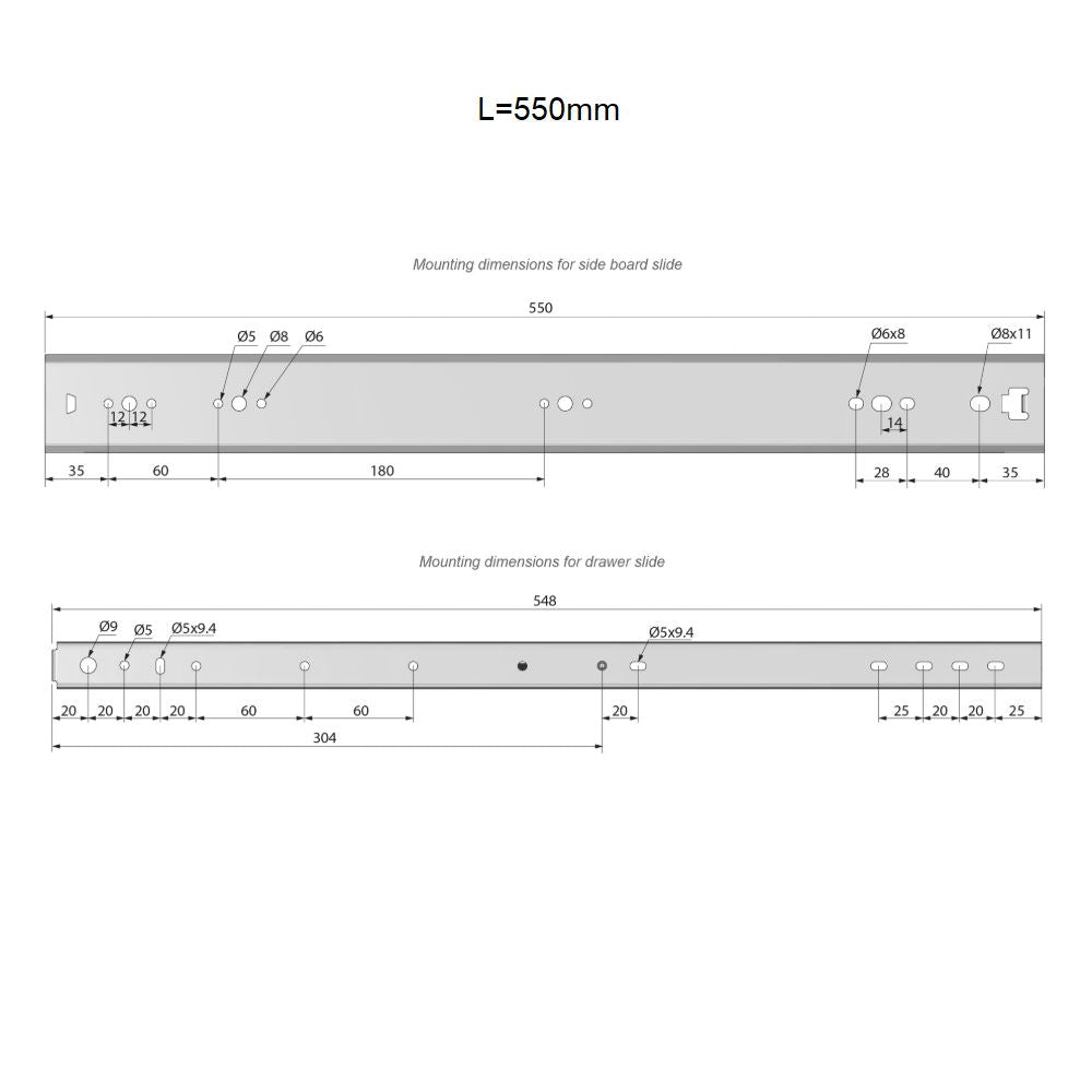 Ensemble de glissières à roulement à billes (gauche et droite), H53 NTP 