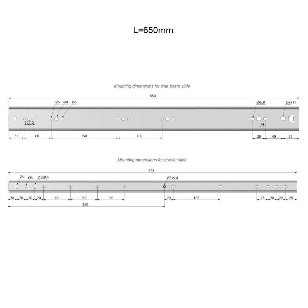 Ensemble de glissières à roulement à billes (gauche et droite), H53 NTP 