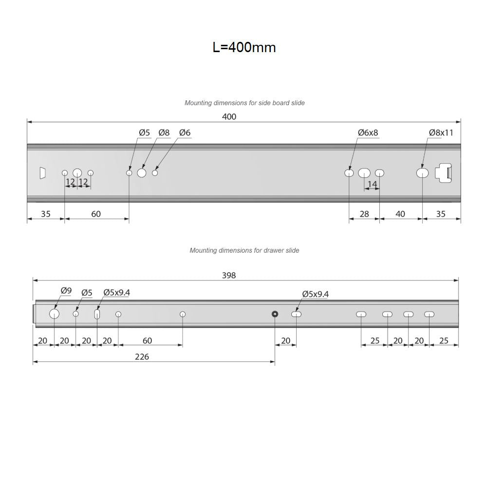 Ensemble de glissières à roulement à billes (gauche et droite), H53 NTP 