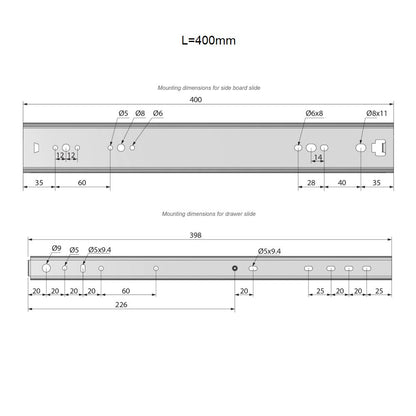 Ensemble de glissières à roulement à billes (gauche et droite), H53 NTP 