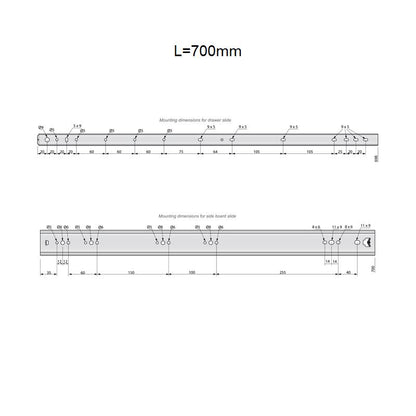 Ensemble de glissières à roulement à billes (gauche et droite), H53 NTP 
