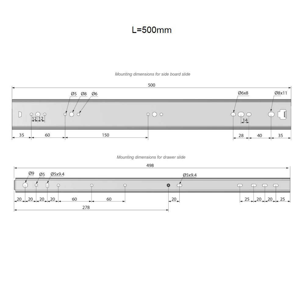 Ensemble de glissières à roulement à billes (gauche et droite), H53 NTP 