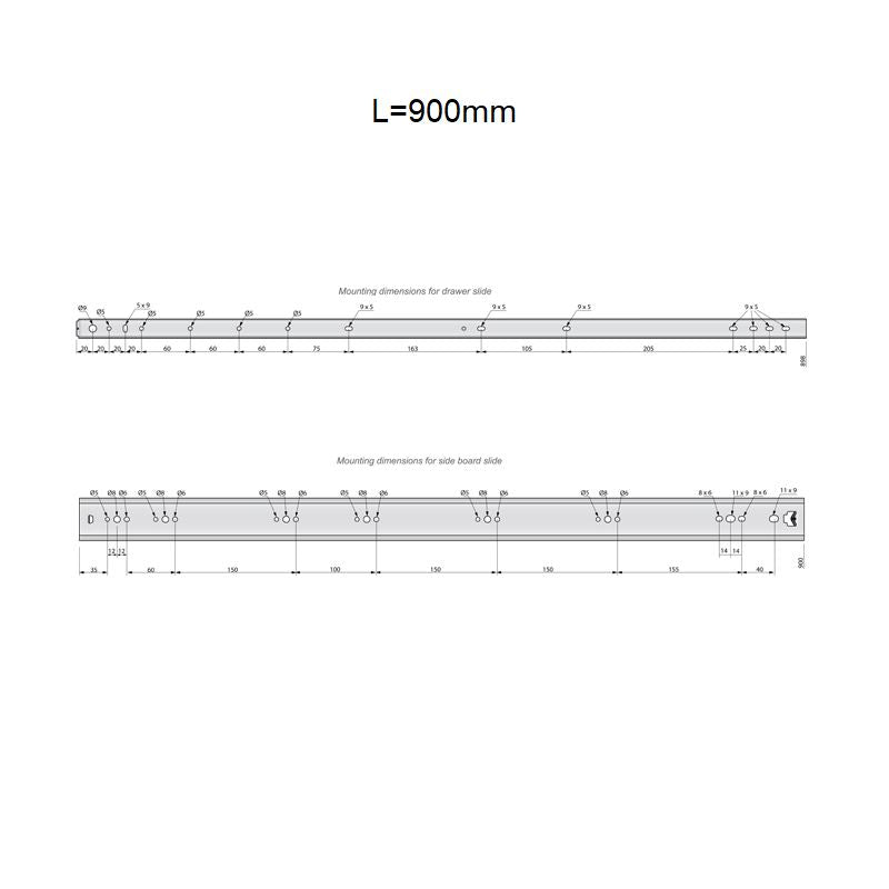 Ensemble de glissières à roulement à billes (gauche et droite), H53 NTP 