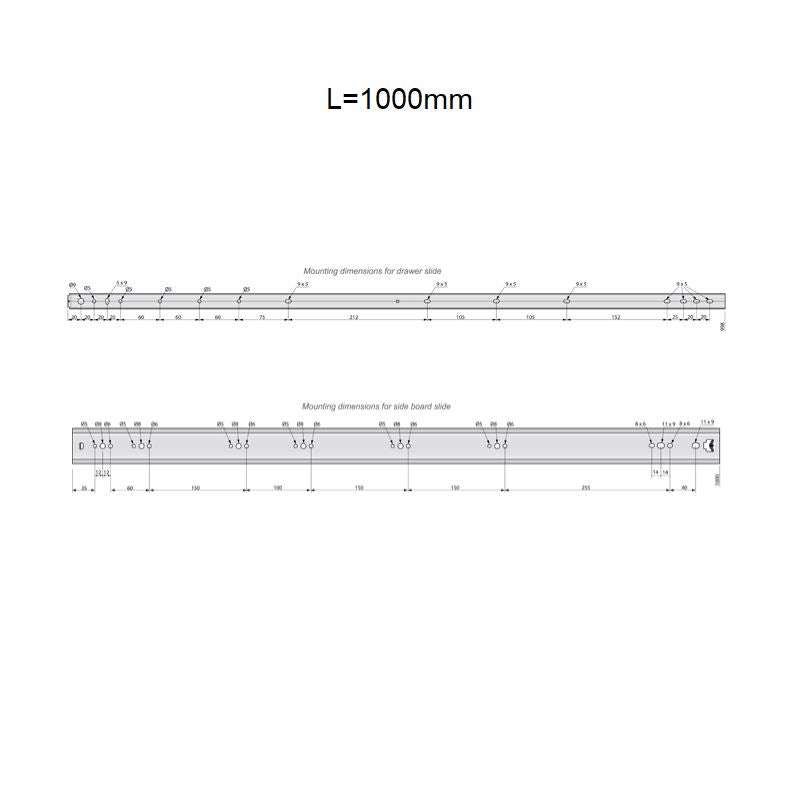 Ensemble de glissières à roulement à billes (gauche et droite), H53 NTP 