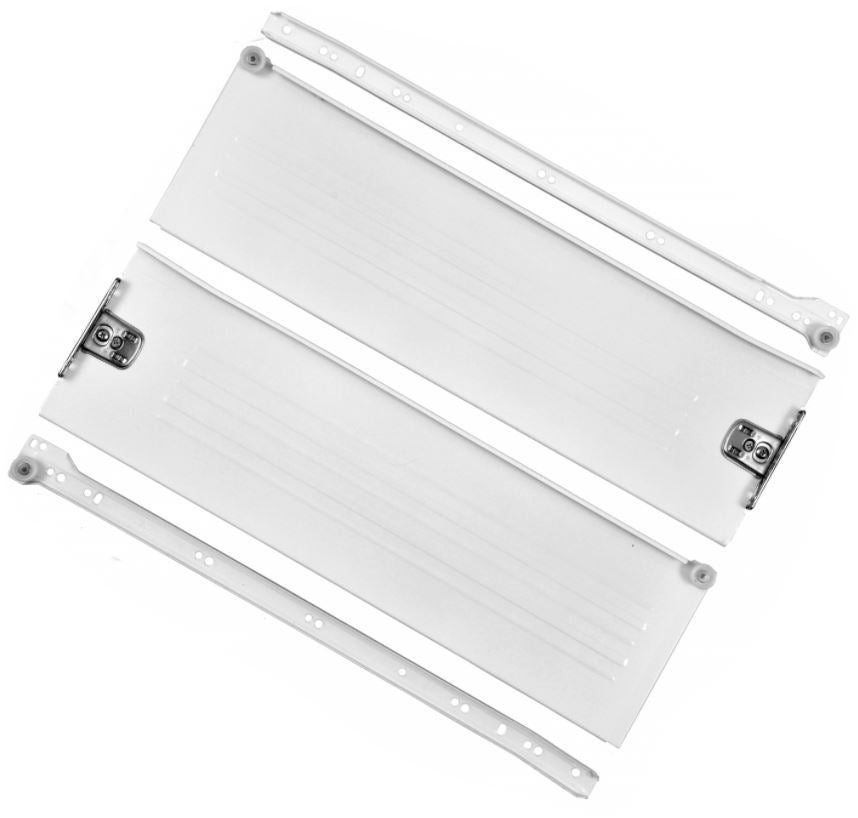 Ensemble de Metalbox avec rouleaux de POM, H150, épaisseur 1,0 mm, blanc NTP 
