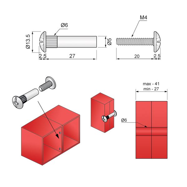 Fixation à vis Ø6 NTP 