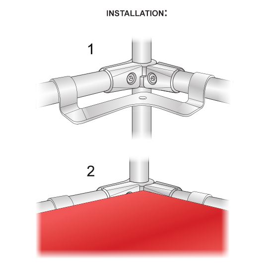 Fixation d'angle de tablette pour tuyau Ø25mm NTP 