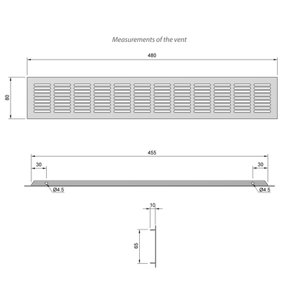 Grilles d'aération en Aluminium 480x80mm - Argent Furnica 