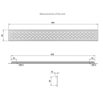 Grilles d'aération en Aluminium 484x60mm Furnica 