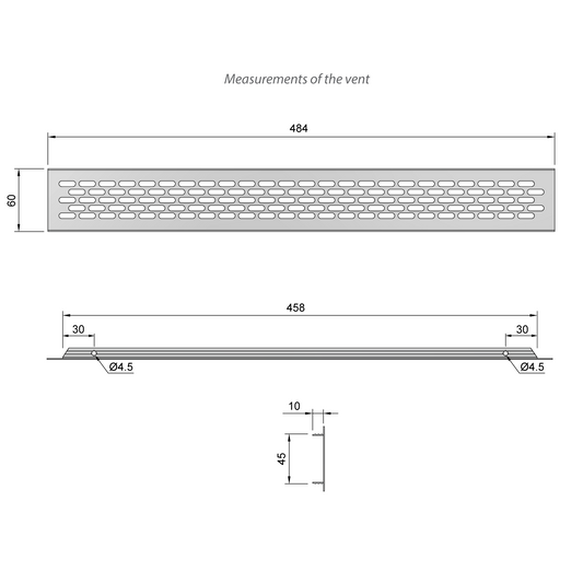 Grilles d'aération en Aluminium 484x60mm Furnica 