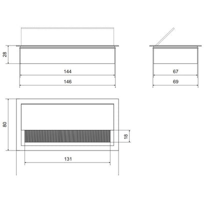 Passe-câble rectangulaire en aluminium 160x80mm - Argent Furnica 