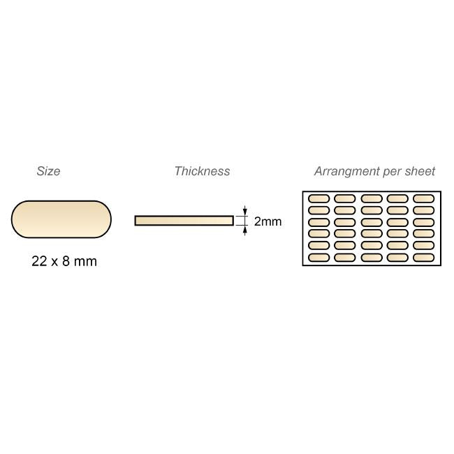 Pastille autocollante blanc - 8x22mm NTP 