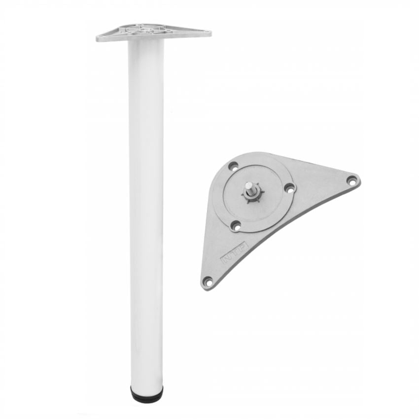 Pied de meuble réglable 710mm, plaque de montage ZnAl - Blanc NTP Blanc 