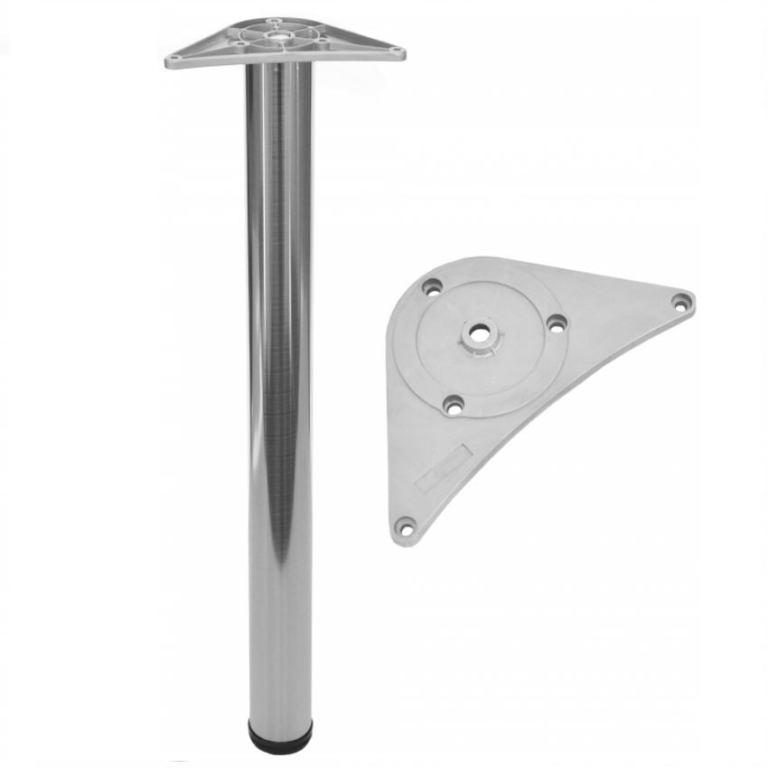 Pied de meuble réglable 710mm, plaque de montage ZnAl - Nickel brossé NTP Nickel brossé 