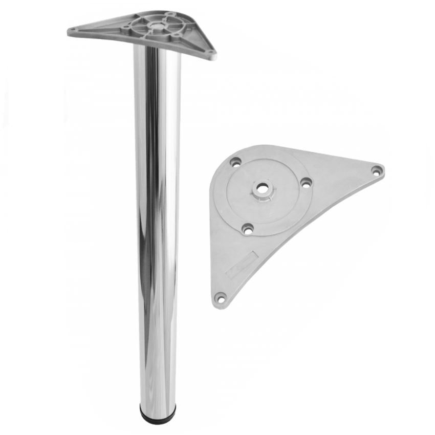 Pied de meuble réglable 820mm, plaque de montage ZnAl - Chrome NTP Chrome 