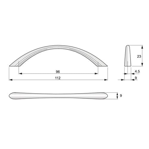 Poignée de meuble 96mm UZ02 - Satin NTP 
