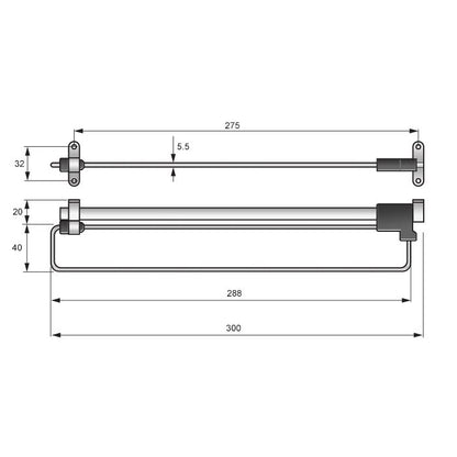Porte cintres coulissant 300mm - Chrome NTP 300mm 