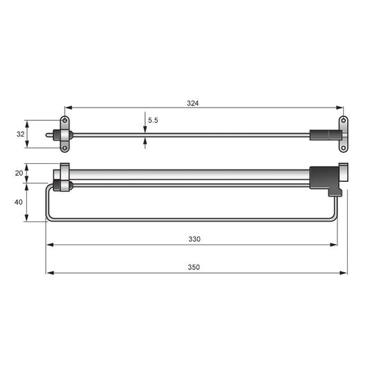 Porte cintres coulissant 350mm - Chrome NTP 
