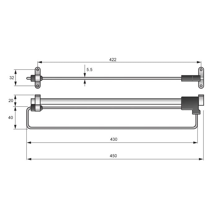 Porte cintres coulissant 450mm - Chrome NTP 450mm 