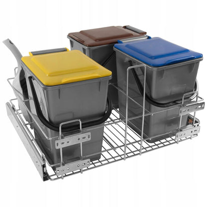 Poubelle de cuisine encastrable à fermeture silencieuse / Organiseur - 60cm Cabinet Furnica 