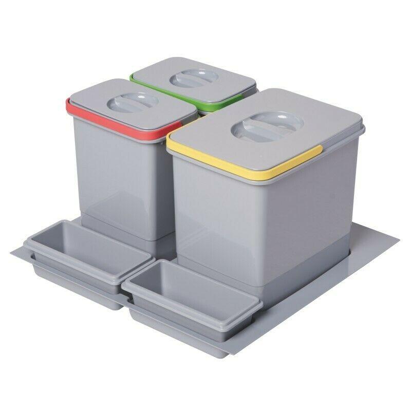 Poubelle de tri sélectif- 60cm - 3 conteneurs (15L+ 2x7L) Furnica 