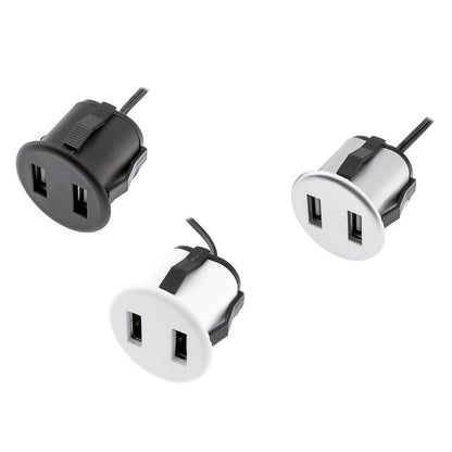 Prises USB + Source de courant Furnica Aluminium Ronde EU
