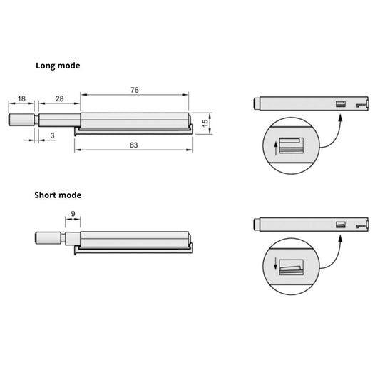Push to Open latch - Charnières sans ressort - avec embout magnétique NTP 
