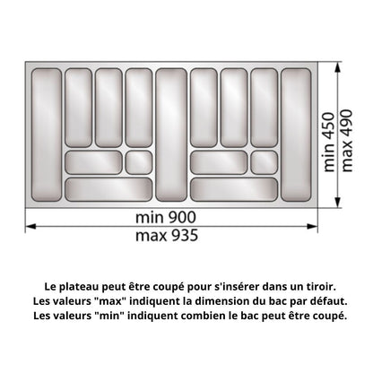 Range-couverts pour tiroir, largeur du meuble: 1000 mm, profondeur: 490 mm - Blanc NTP 