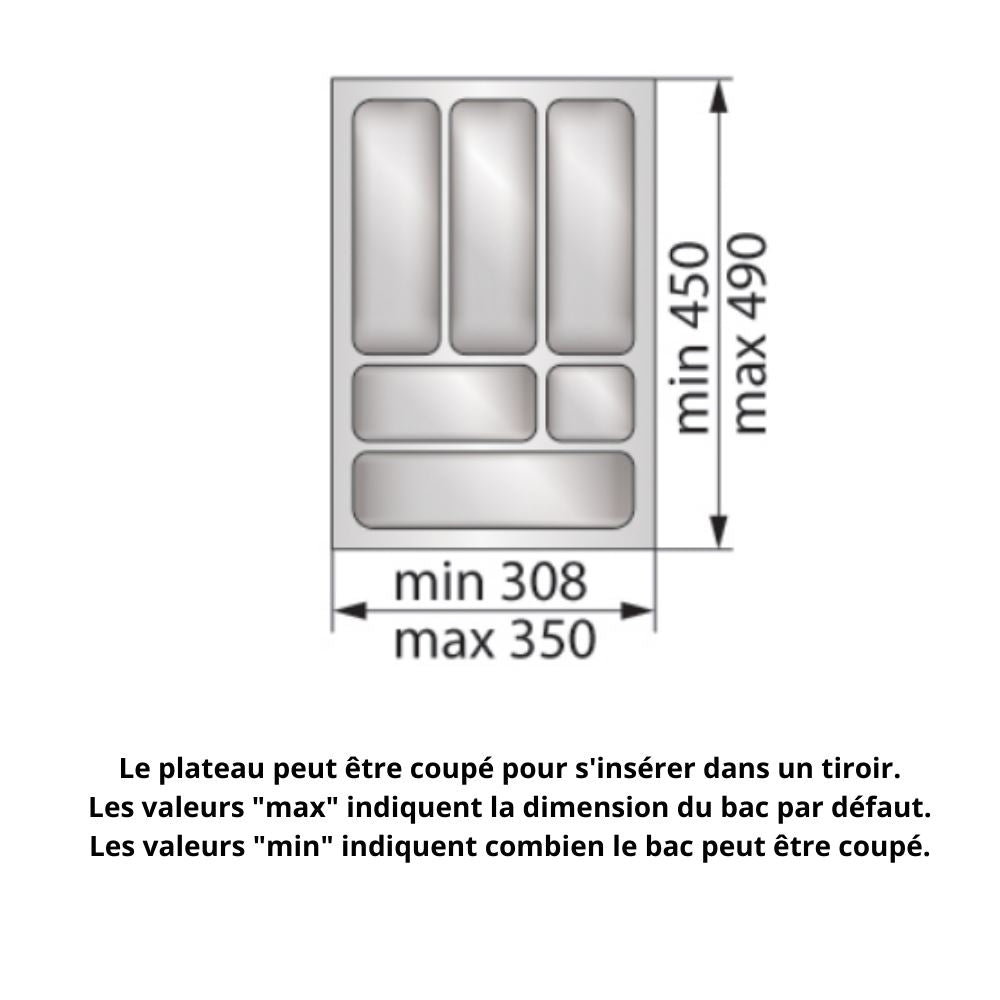 Range-couverts pour tiroir, largeur du meuble: 400 mm, profondeur: 490 mm - Blanc NTP 