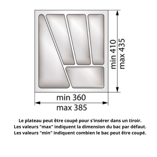 Range-couverts pour tiroir, largeur du meuble: 450 mm, profondeur: 430 mm - Blanc NTP 