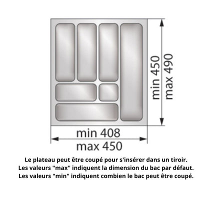 Range-couverts pour tiroir, largeur du meuble: 500 mm, profondeur: 490 mm - Blanc NTP 