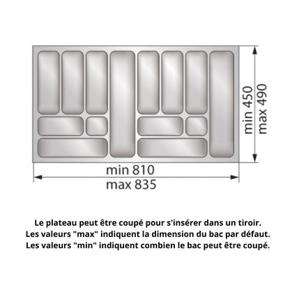 Range-couverts pour tiroir, largeur du meuble: 900 mm, profondeur: 490 mm - Blanc NTP 